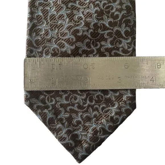 Robert TalbottSeven Fold Neck Tie Blue Brown Gray Geometric#25/40 NWOT $245